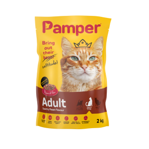 Pamper Deep Country Feast Flavour Adult Dry Cat Food 2kg
