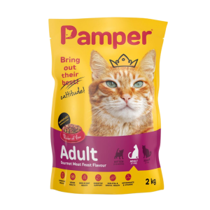 Pamper Gourmet Meat Feast Flavour Adult Dry Cat Food 2kg