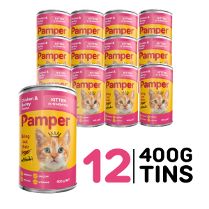 Pamper Kitten Chicken & Barley Wet Cat Food 400gm x 12