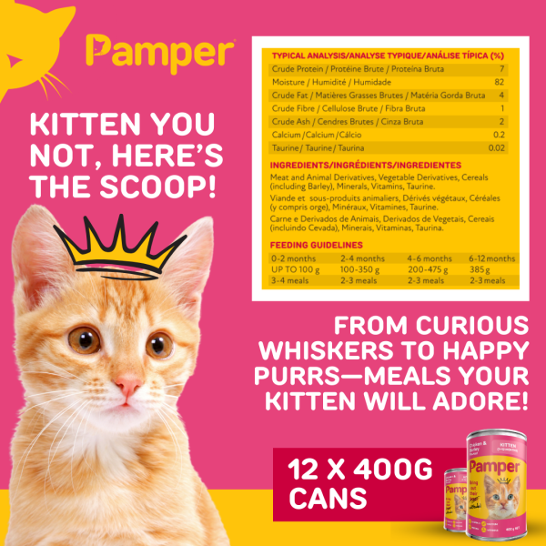 Pamper Kitten Chicken & Barley Wet Cat Food 400gm x 12 - Image 4