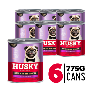 Husky Chunks In Gravy Steak Wet Dog Food 775gm x 6