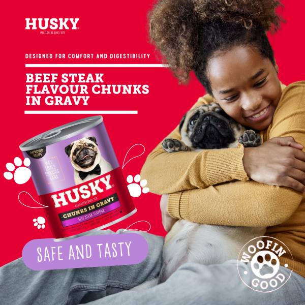 Husky Chunks In Gravy Steak Wet Dog Food 775gm x 6 - Image 5