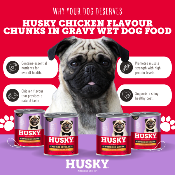Husky Chunks In Gravy Chicken Wet Dog Food 775gm x 6 - Image 2
