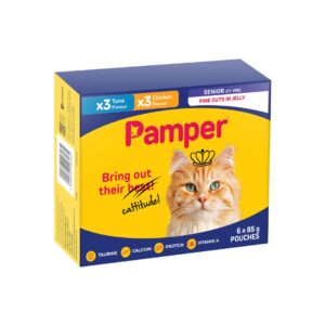 Pamper Senior Tuna and Chicken in Jelly Wet Cat Food x 6