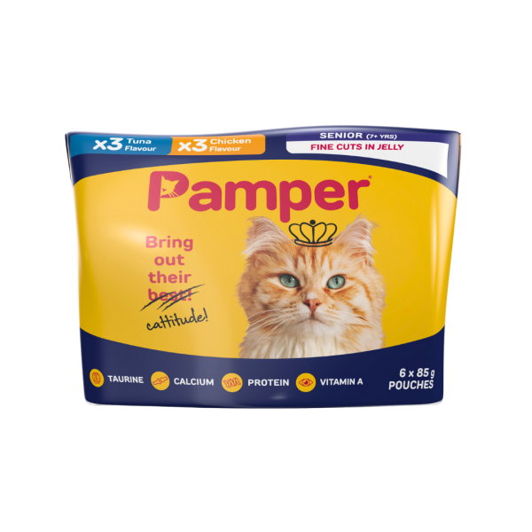 Pamper Senior Tuna and Chicken in Jelly Wet Cat Food x 6