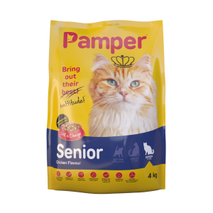 Pamper Chicken Flavour Senior Dry Cat Food 4kg