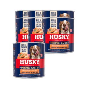 Husky Prime Cuts Grilled Chicken & Vegetables (6 x 775g) Wet Dog Food Cans