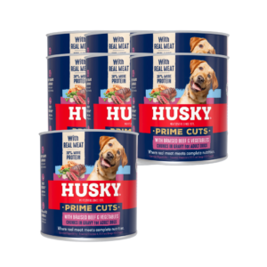 Husky Prime Cuts Braised Beef & Vegetables (6 x 775g) Wet Dog Food Cans