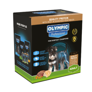 Olympic Quality Protein with Beef in Seasoned Vegetables (12 x 85g) Wet Dog Food Pouches
