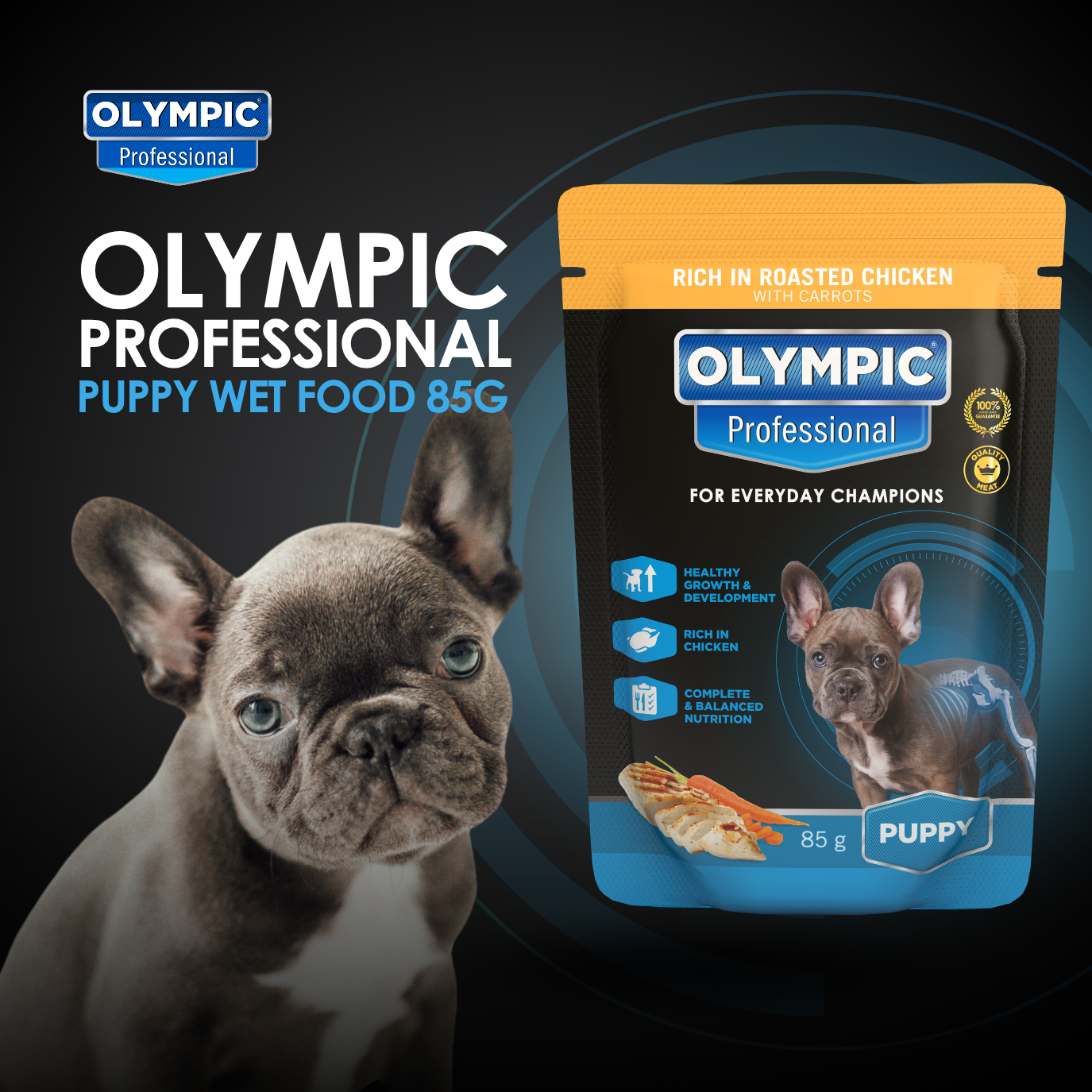 Olympic Puppy Roasted Chicken & Carrots (12 x 85g) Wet Puppy Food Pouches - Image 3