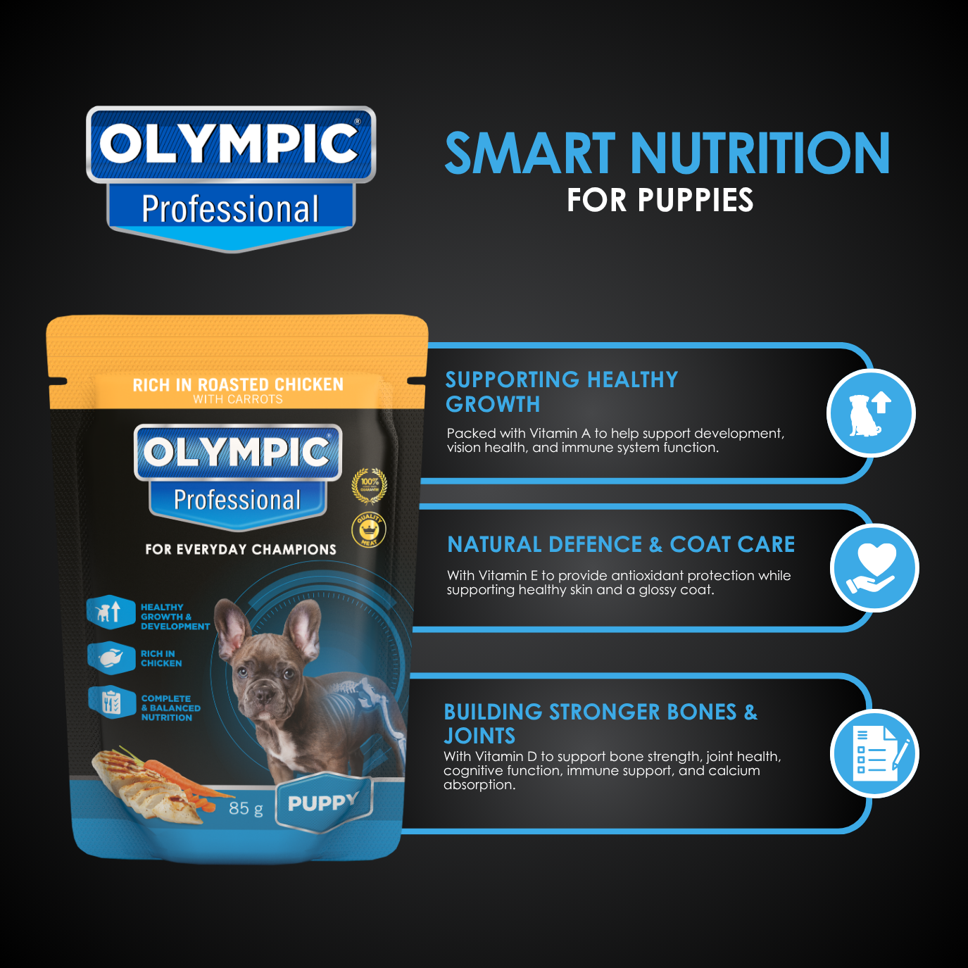 Olympic Puppy Roasted Chicken & Carrots (12 x 85g) Wet Puppy Food Pouches - Image 4