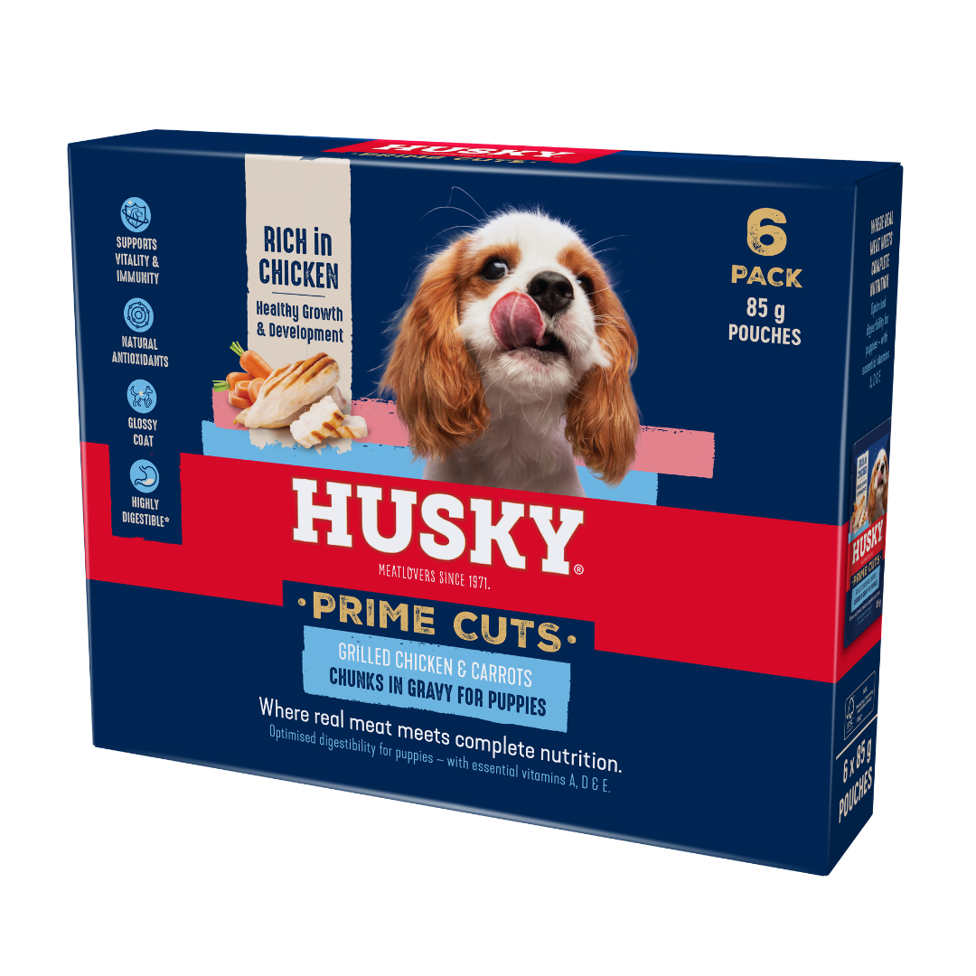 Husky Prime Cuts Puppy Roasted Chicken & Carrots (6 x 85g) Wet Dog Food Pouches